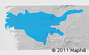 Political 3D Map of Surat, lighten, desaturated
