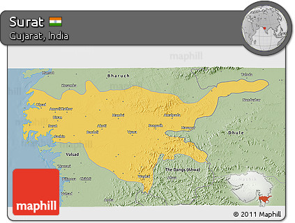 Savanna Style 3D Map of Surat
