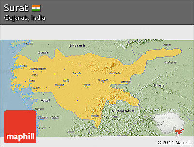Savanna Style 3D Map of Surat