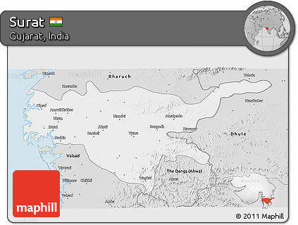 Silver Style 3D Map of Surat