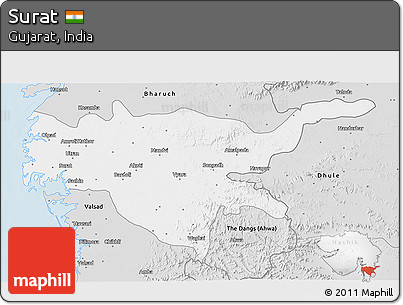 Silver Style 3D Map of Surat