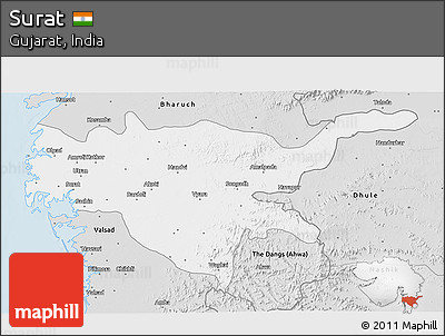 Silver Style 3D Map of Surat