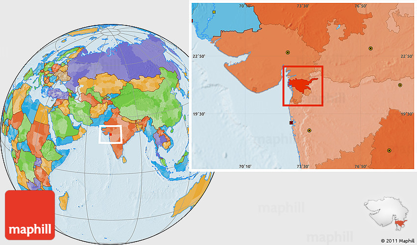 Show Surat In India Map Political Location Map Of Surat