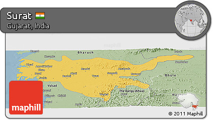 Savanna Style Panoramic Map of Surat