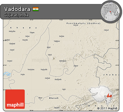 Shaded Relief Map of Vadodara