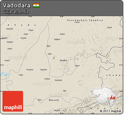 Shaded Relief Map of Vadodara