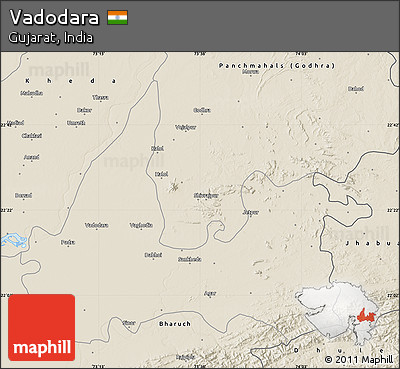 Shaded Relief Map of Vadodara
