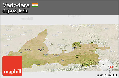 Satellite Panoramic Map of Vadodara, lighten