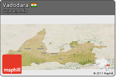 Satellite Panoramic Map of Vadodara, lighten