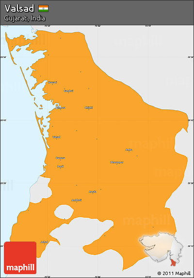 Political Simple Map of Valsad, single color outside