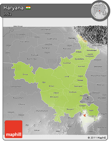 Physical 3D Map of Haryana, desaturated