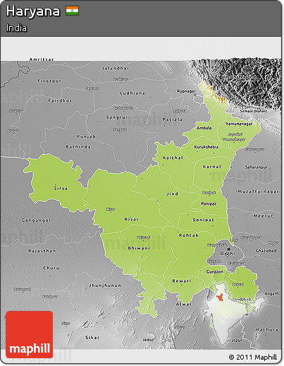 Physical 3D Map of Haryana, desaturated