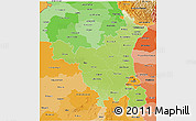 Physical 3D Map of Haryana, political shades outside