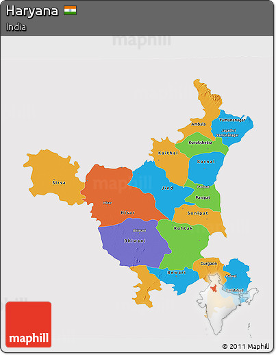Political 3D Map of Haryana, cropped outside