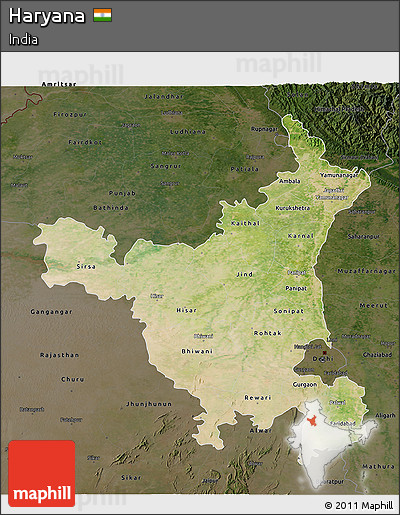 Satellite 3D Map of Haryana, darken