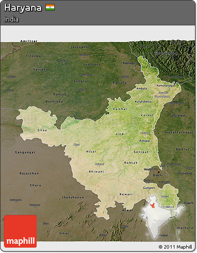 Satellite 3D Map of Haryana, darken