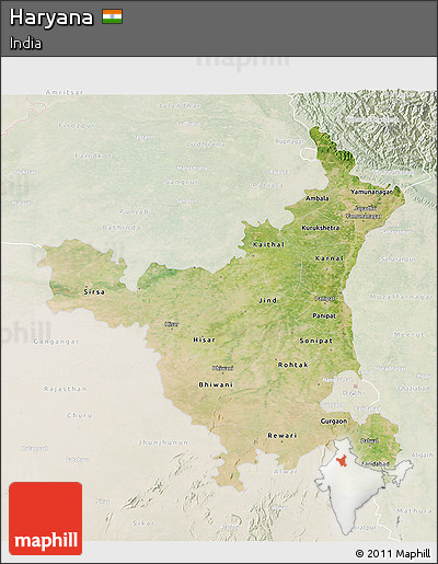 Satellite 3D Map of Haryana, lighten