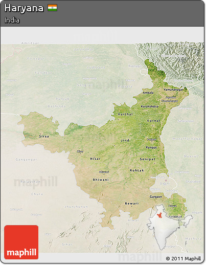 Satellite 3D Map of Haryana, lighten