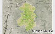 Satellite 3D Map of Faridabad, semi-desaturated