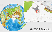 Physical Location Map of Gurgaon, highlighted country, highlighted parent region