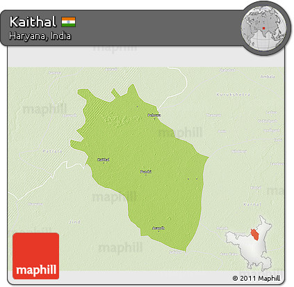 Physical 3D Map of Kaithal, lighten