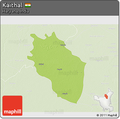Physical 3D Map of Kaithal, lighten