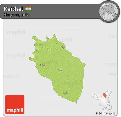 Physical 3D Map of Kaithal, single color outside