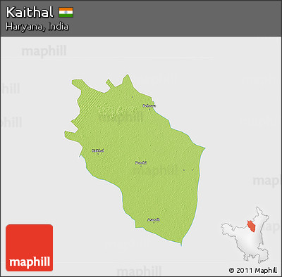 Physical 3D Map of Kaithal, single color outside