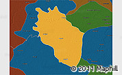 Political 3D Map of Kaithal, darken