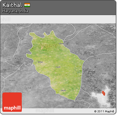 Satellite 3D Map of Kaithal, desaturated