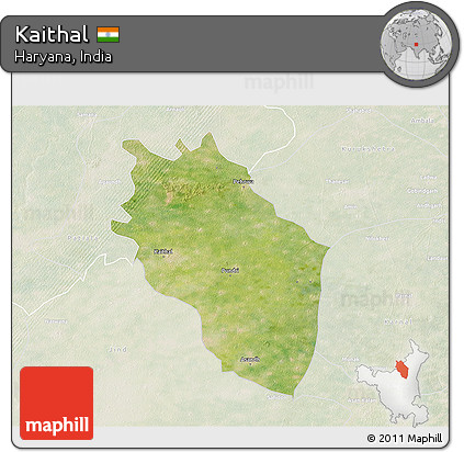 Satellite 3D Map of Kaithal, lighten