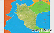 Satellite 3D Map of Kaithal, political outside