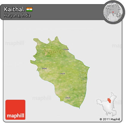Satellite 3D Map of Kaithal, single color outside