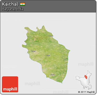 Satellite 3D Map of Kaithal, single color outside