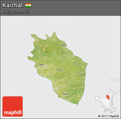 Satellite 3D Map of Kaithal, single color outside