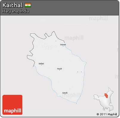 Silver Style 3D Map of Kaithal, single color outside