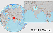Gray Location Map of Kaithal, within the entire country