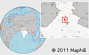 Gray Location Map of Kaithal, highlighted country