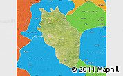 Satellite Map of Kaithal, political outside