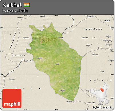 Satellite Map of Kaithal, shaded relief outside