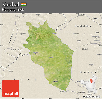 Satellite Map of Kaithal, shaded relief outside