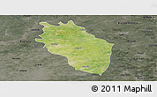 Satellite Panoramic Map of Kaithal, darken, semi-desaturated