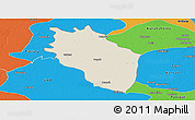 Shaded Relief Panoramic Map of Kaithal, political outside