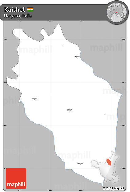 Gray Simple Map of Kaithal, single color outside