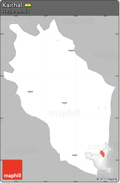 Gray Simple Map of Kaithal, single color outside