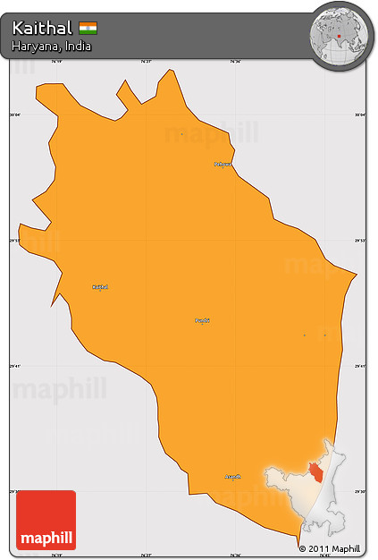 Political Simple Map of Kaithal, cropped outside