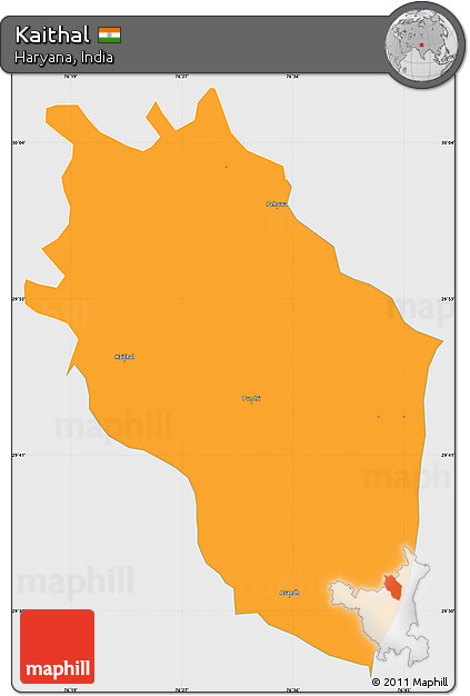 Political Simple Map of Kaithal, single color outside