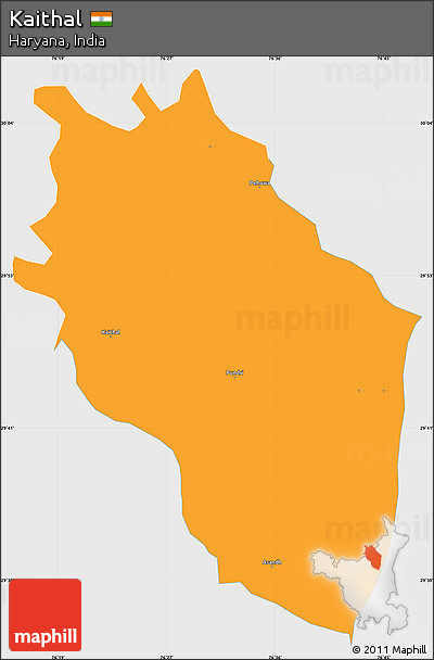 Political Simple Map of Kaithal, single color outside
