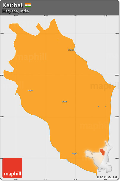 Political Simple Map of Kaithal, single color outside