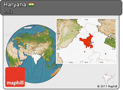 Satellite Location Map of Haryana, highlighted country